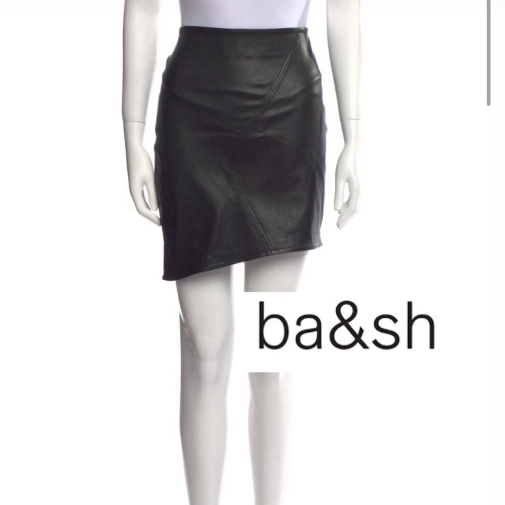 ba&sh NWT lamb leather  Black Asymmetrical Skirt